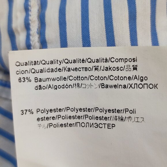 Hugo Boss blouse women's size 8 white with blue stripes business casual - Picture 7 of 14